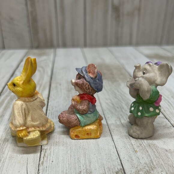Vtg 3 Resin Figurines Rabbit, Mouse and Elephant about  2” tall 94 - Picture 2 of 10